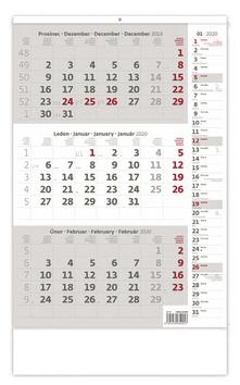 Kalendár nástenný: Tříměsíční kalendář šedý s poznámkami