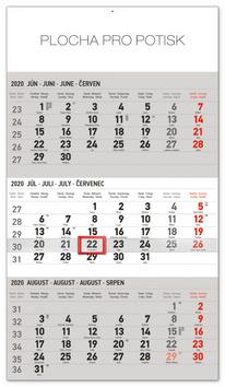 Kalendár nástenný: Nástenný kalendár 3mesačný štandard šedý so slovenskými menami 2020