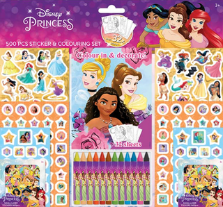 Doplnk. tovar: Samolepkový set s omalovánkami a voskovkami Disney Princezny