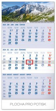 Kalendár nástenný: Tatry 3mesačný modrý so slovenskými menami 2020