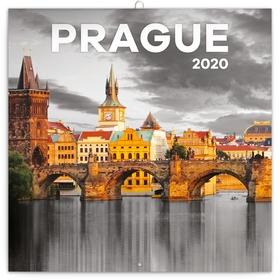 Kalendár nástenný: Poznámkový kalendář Praha černobílá 2020