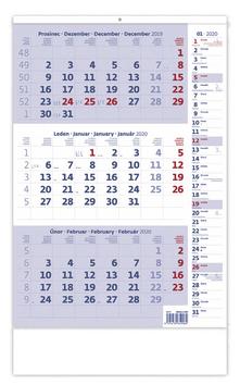 Kalendár nástenný: Tříměsíční kalendář modrý s poznámkami
