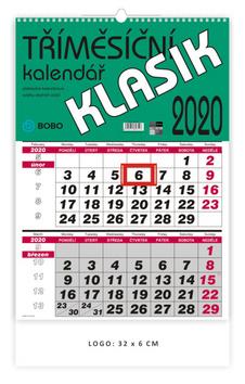 Kalendár nástenný: Nástěnný tříměsíční Klasik - nástěnný kalendář 2020