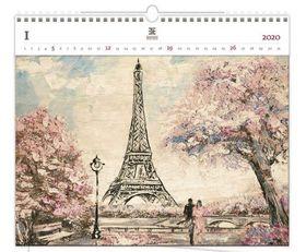 Kalendár nástenný: Luxusní dřevěný obrazový kalendář Eiffel