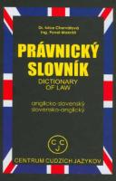 Kniha: Anglicko-slovenský slovensko-anglický právnický slovník - angličtina - autor neuvedený