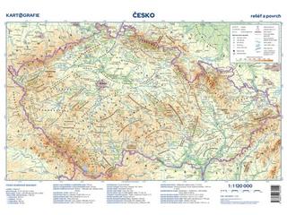 Skladaná mapa: Česko Příruční mapa - reliéf a povrch/administrativní mapa