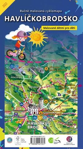 Skladaná mapa: Ručně malovaná cyklomapa Havlíčkobrodsko - Malované dětmi pro děti
