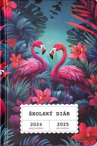 Kniha: Školský diár Plameniaky (september 2024 – december 2025), 9,8 × 14,5 cm - 1. vydanie