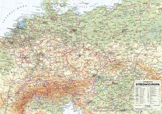 Nástenná mapa: Střední Evropa nástěnná obecně zeměpisná mapa - S lištami v tubusu, 1 : 1 715 000