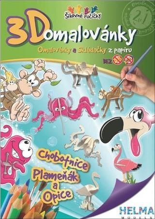 Doplnk. tovar: 3D omalovánky Chobotnice, plameňák a opice - Omalovánky a Skládačky z papíru