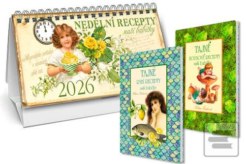 Kalendár stolný: Stolní kalendář nedělní menu 2026 - + Tajné rybí recepty + Tajné houbové recepty - Klára Trnková