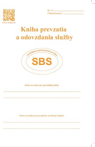 Kniha: Kniha prevzatia a odovzdania služby - súkromná bezpečnostná služba SBS