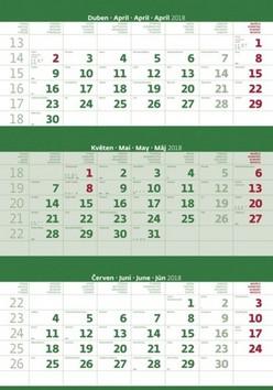 Kalendár nástenný: Tříměsíční zelený - nástěnný kalendář 2018