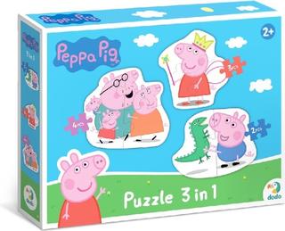 Puzzle: Puzzle Prasátko Peppa Rodina 3v1 - (2,3,4 dílků)