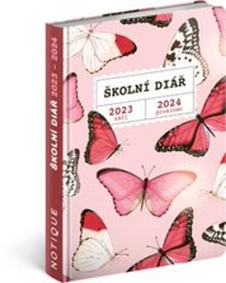 Knižný diár: Školní diář Motýlci (září 2023 – prosinec 2024), 9,8 × 14,5 cm