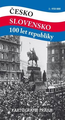 Skladaná mapa: Česko – Slovensko 100 let republiky - 1 : 950 000
