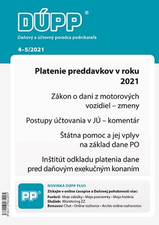 Kniha: DUPP 4-5/2021 Platenie preddavkov v roku 2021