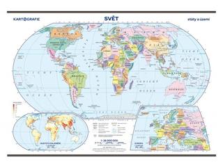 Nástenná mapa: Svět Státy a území - Školní nástěnná mapa
