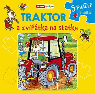 Kniha: Traktor a zvířátka na statku - 5 puzzle 9 dílků - Pavlína Šamalíková