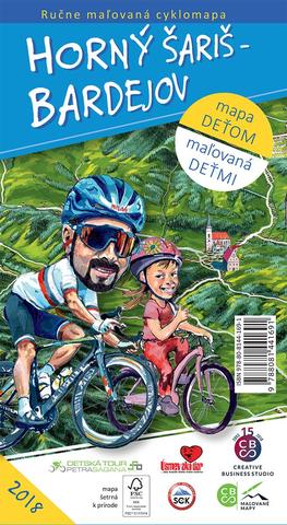 Kniha: Horný Šariš Bardejov - ručne maľovaná cyklomapa 2018 - mapa deťom - maľovaná deťmi
