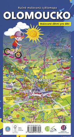 Skladaná mapa: Ručně malovaná cyklomapa Olomoucko dětem