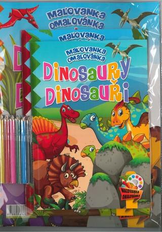 Kniha: Komplet Dinosaury (2 maľovanky+2 aktivity zošity + farebné ceruzky)