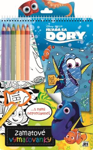 Kniha: Hľadá sa Dory - Zamatové vymaľovanky A3