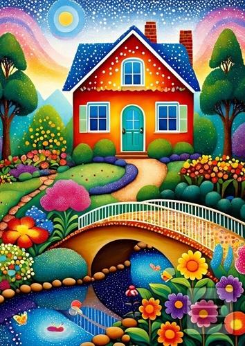 Puzzle Barevný dům 1000…