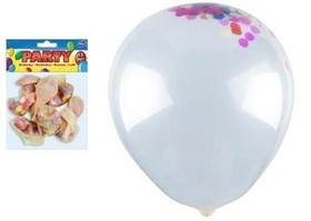 Ostatné: Balónek nafukovací 12ks sáček transparent s konfetami 23 cm