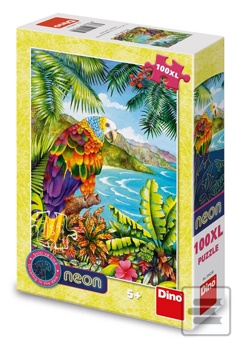 Puzzle: Puzzle 100XL Papoušek v džungli neon