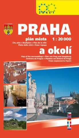 Skladaná mapa: Praha a okolí 1:20T/1:190T - plán města