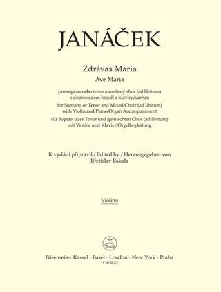 Kniha: Zdrávas Maria - pro soprán/tenor a smíšený sbor (ad lib.) s doprovodem houslí a klavíru/varhan - Leoš Janáček