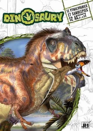 Kniha: Cvičebnice Dinousaury - 12 vymaľovaniek, 27 samolepiek, 12 aktivit - A4