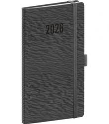 Doplnk. tovar: NOTIQUE Vreckový diár Rivoli 2026, sivý, 9 x 15,5 cm - 1. vydanie