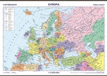 Nástenná mapa: Evropa státy a území, školní nástěnná - 1 : 5 000 000