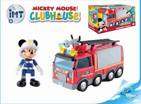 Hračka: Mickey Mouse hasičské vozidlo 24cm - na baterie se světlem a zvukem + kloubová figurka v krabičce