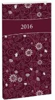 Knižný diár: Diář A6 Flowers týdenní 2016 - L992 bordo