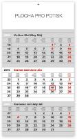 Kalendár nástenný: Standard šedý 3měsíční s českými jmény - nástěnný kalendář 2015