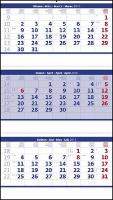 Kalendár nástenný: Tříměsíční skládaný modrý 2016 - nástěnný kalendář