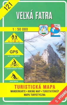 Skladaná mapa: Veľká Fatra 1:50 000 - 121 Turistická mapa - autor neuvedený